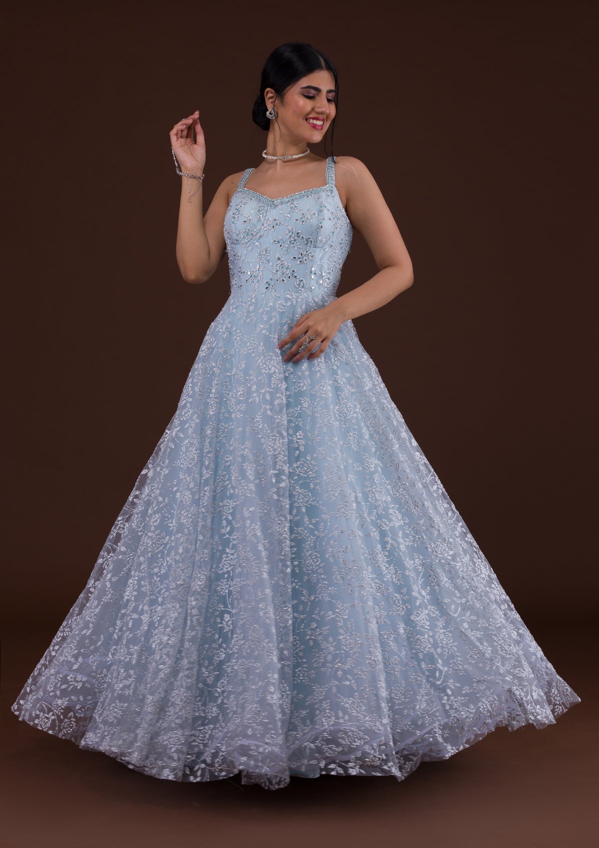 Sky Blue Color Party Wear ReadyMade Designer Gown :: MY SHOPPY LADIES WEAR